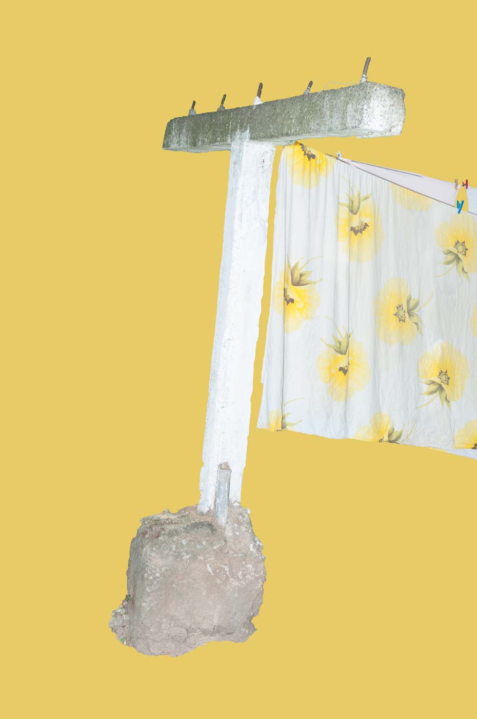 Drying sheets over yellow background